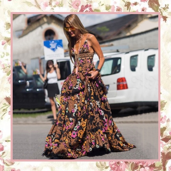 Unique Styles dresses Dresses & Skirts - 🍒 BROWN MAXI DRESS LONG FLOWER BOHO FLORAL THICK